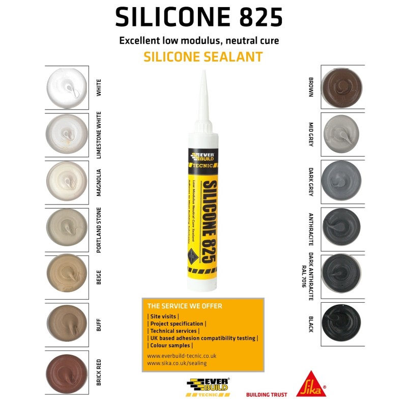 Everbuild Tecnic 825 Alcoxy Neutral Silicone Sealant Box of 25